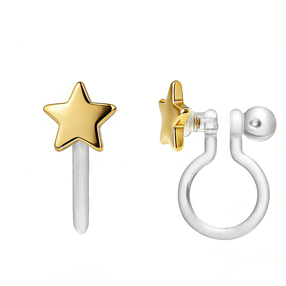 Ohrringe zum Anstecken: Goldsterne (anklippbar)
