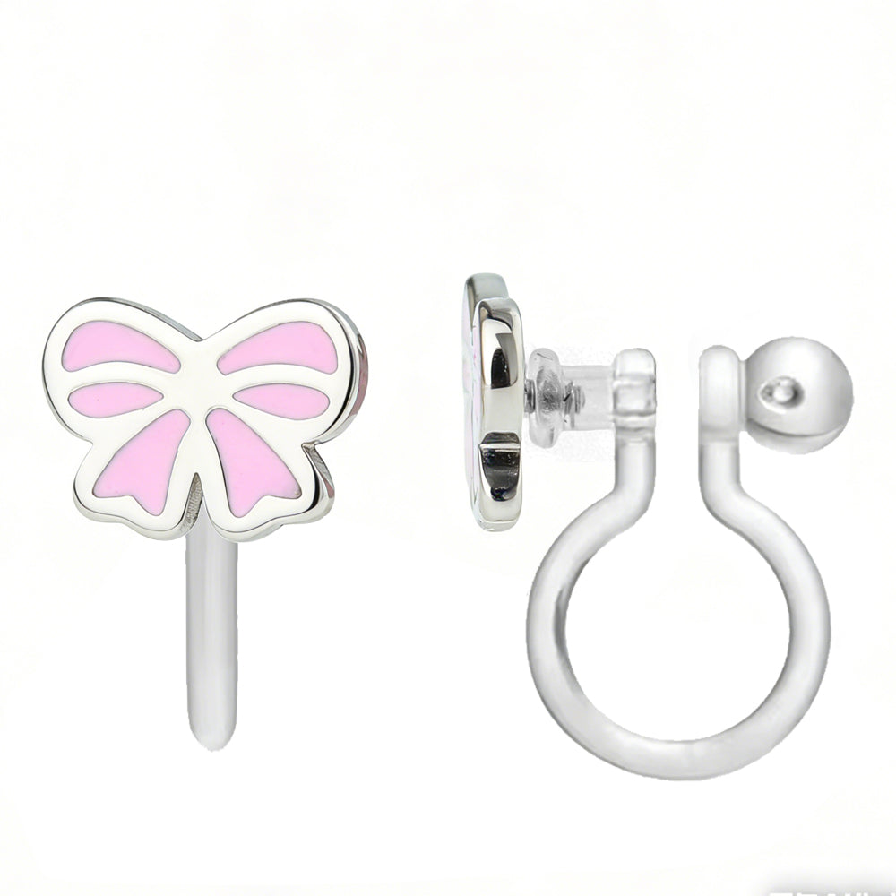 Ohrringe zum Anstecken: Rosa Schleife (zum Anstecken)