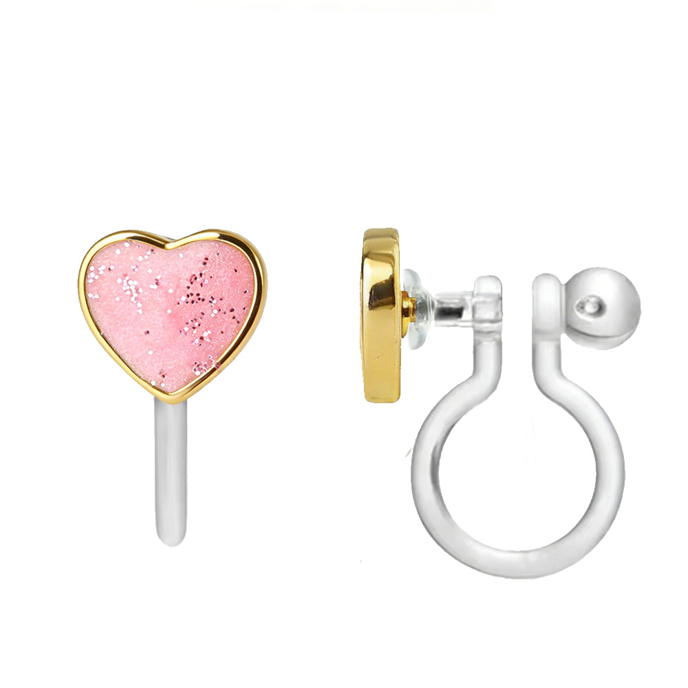 Clipoorbellen: Hartjes roze goud (clip-on)