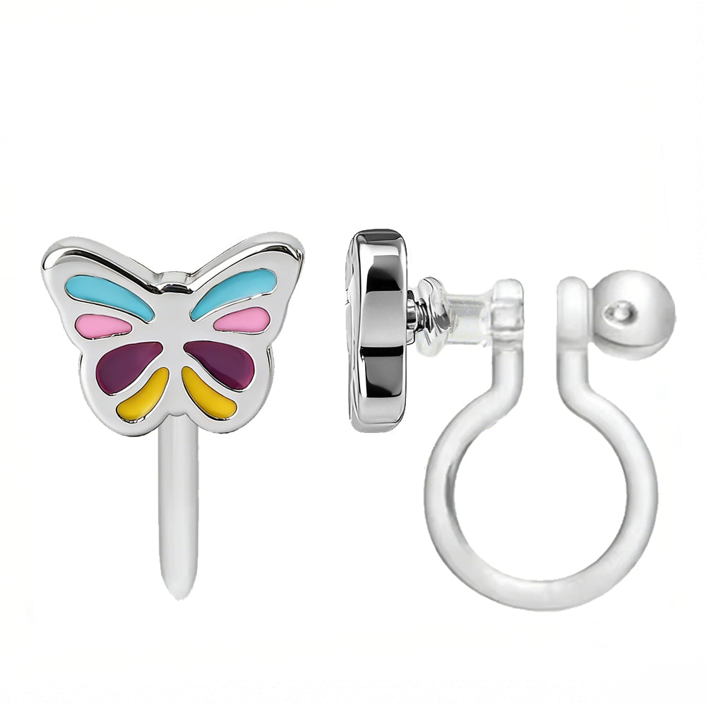 Ansteckbare Ohrringe: Schmetterling farbig (Clip-on)
