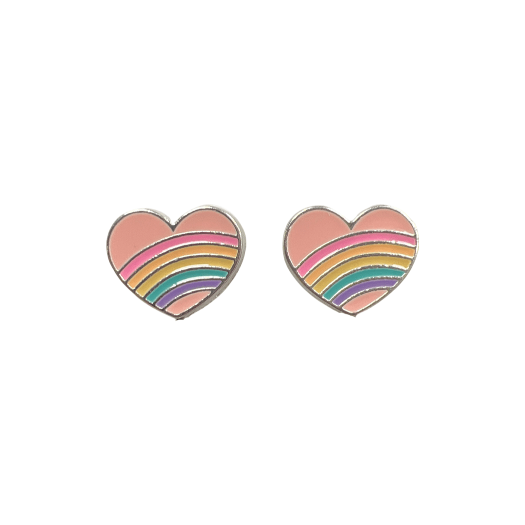 Clip Earrings: Rainbow Heart