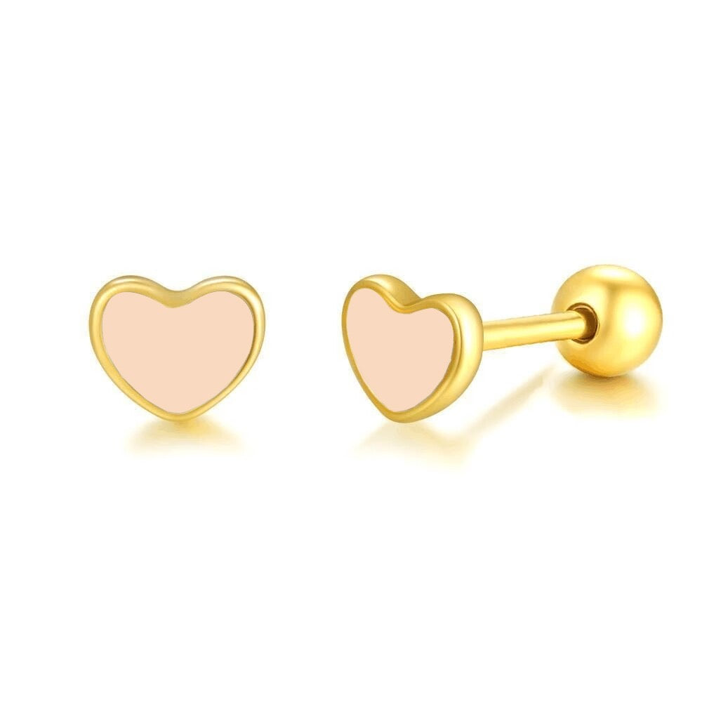 Salmon/pink heart (gold) with screw closure