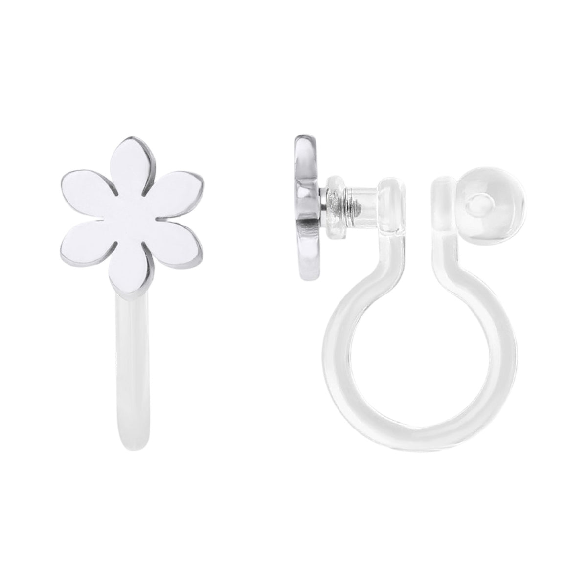 Clip earrings: Silver flowers (clip-on)