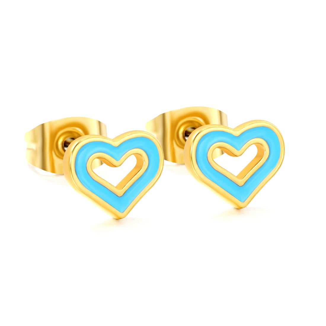 Chirurgisch staal kinderoorbellen: Hartjes blauw