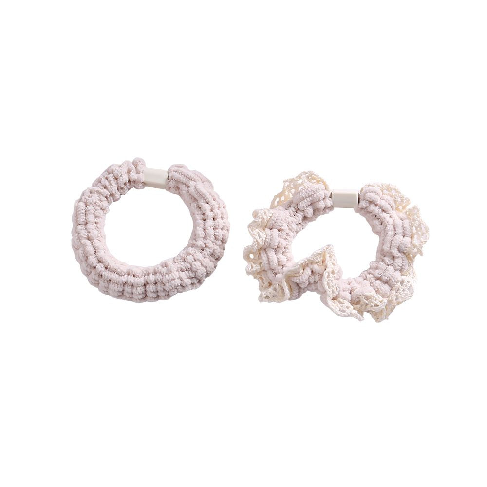 Scrunchie-Set aus Spitze in Creme
