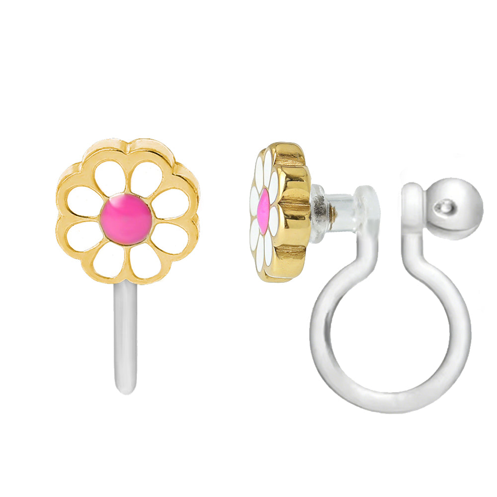 Ohrringe zum Anstecken: Gänseblümchen gold (anklippbar)