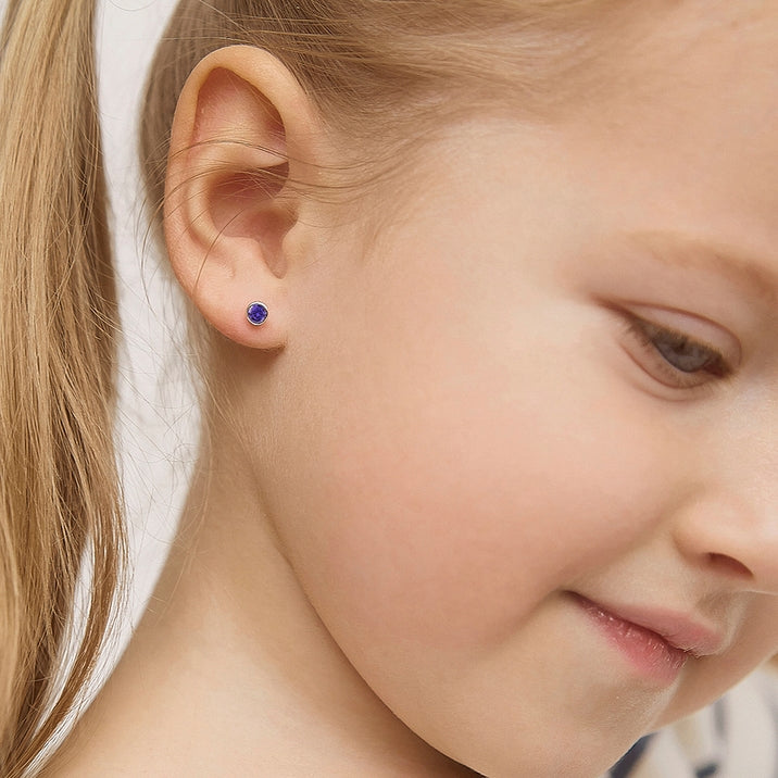 Zilveren kinderoorbellen: Kristal Blank met schroefsluiting