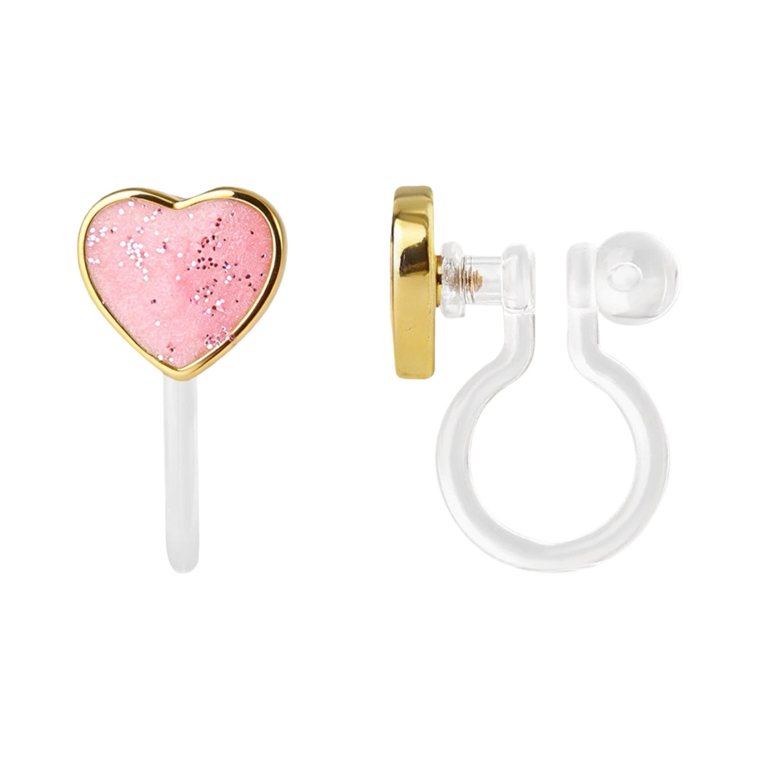 Clip earrings: Hearts pink gold (clip-on)