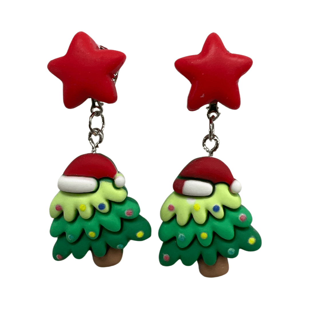 Clip-Ohrringe: Weihnachtsbäume