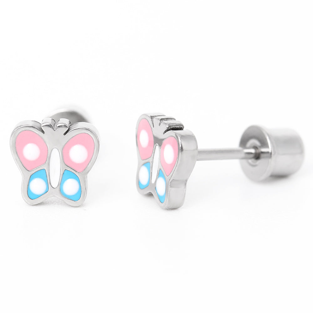 Hypoallergeen kinderoorbellen: Vlindertjes met schroefsluiting