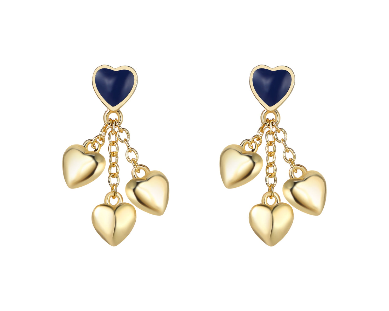 Hypoallergeen kinderoorbellen: Gouden hartjes blauw