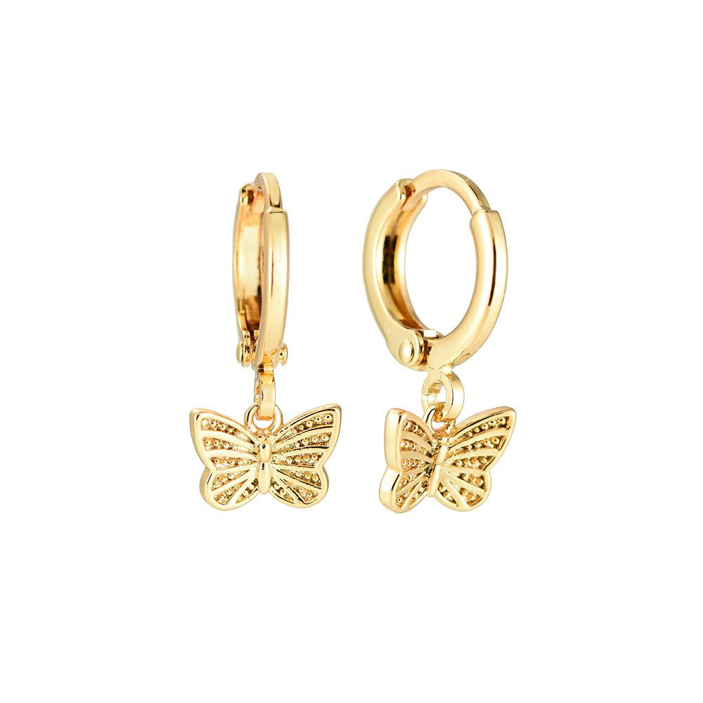 Chirurgenstahl-Ohrringe für Kinder: Schmetterling Gold (Kreolen)