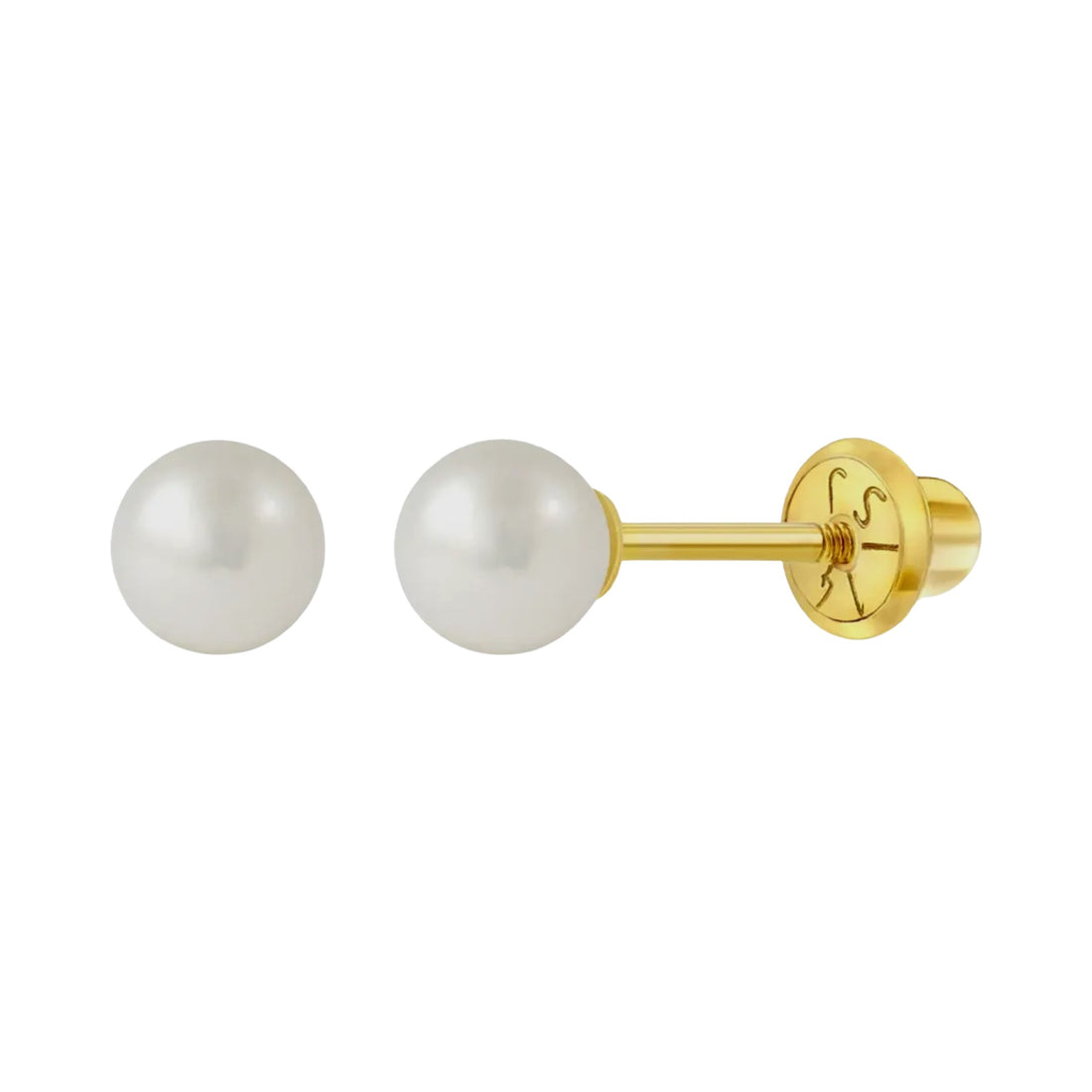 Kinderohrringe aus Gold: Perle mit Schraubverschluss
