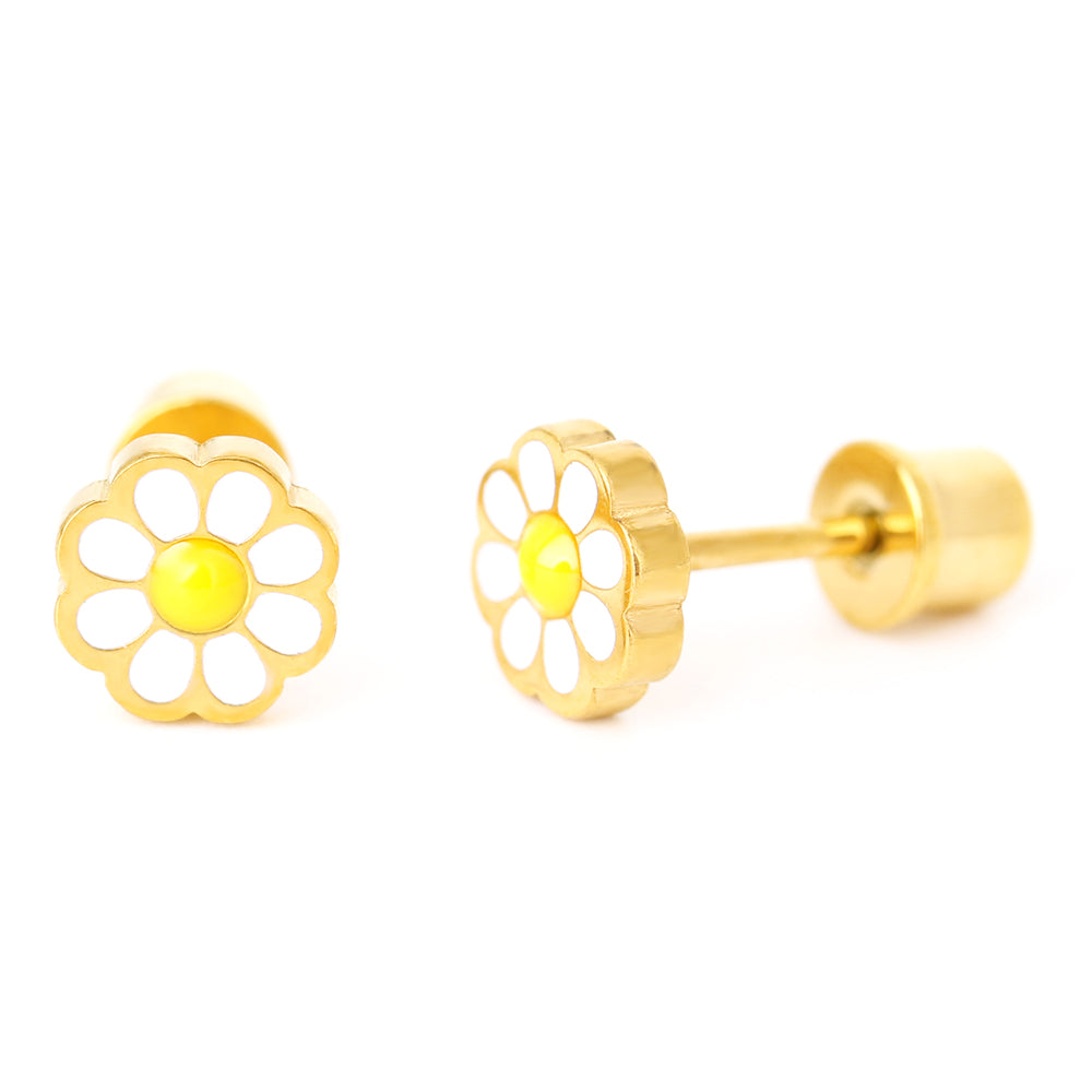 Hypoallergeen kinderoorbellen: Madelief met schroefsluiting (goud)