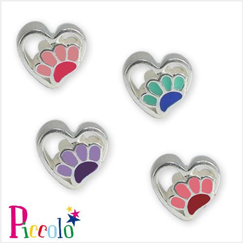 Piccolo charm: Paw/heart purple