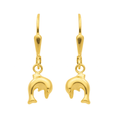 Gold-Ohrringe für Kinder: Delphine (Brisure-Verschluss)
