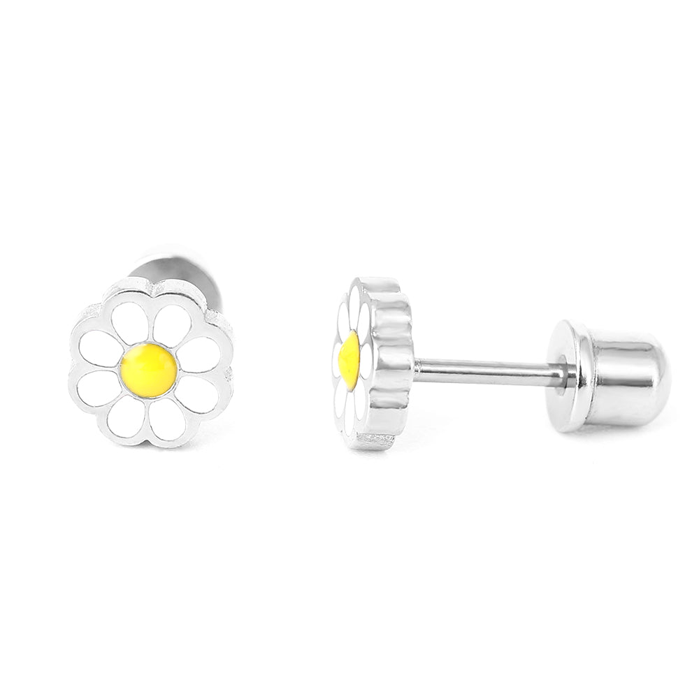 Hypoallergeen kinderoorbellen:  Madelief met schroefsluiting