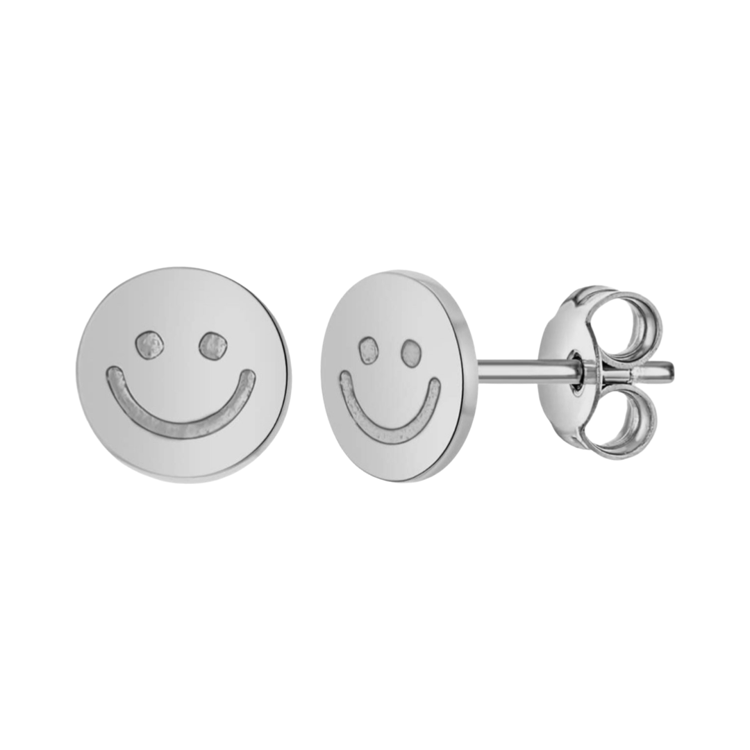 Zilveren kinderoorbellen: Smiley