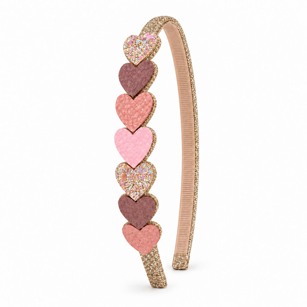 Diadeem: Hartjes diadeem roze &amp; goud glitter