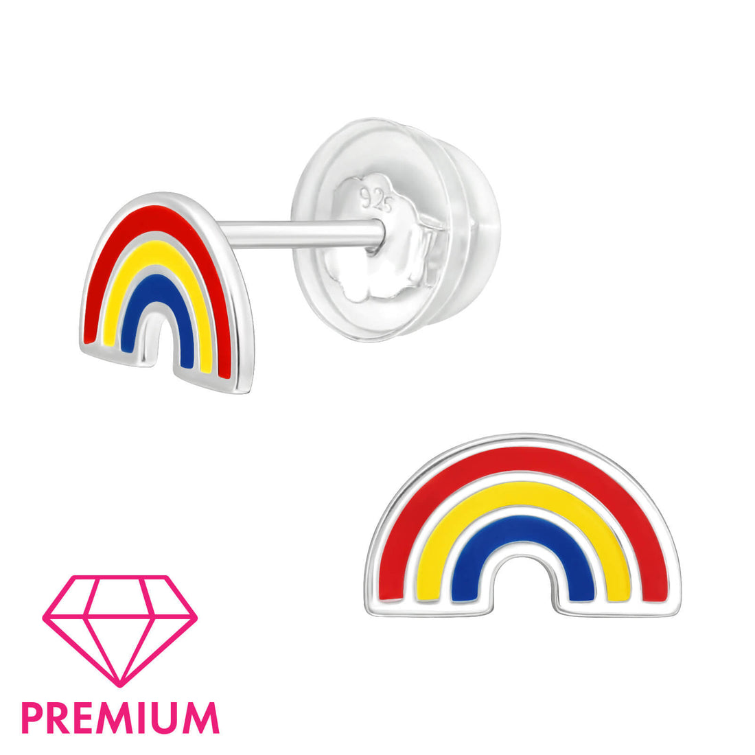 Zilveren kinderoorbellen Premium: Regenbogen