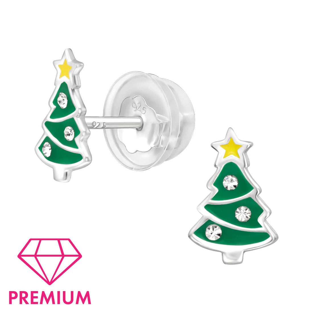 Silberne Kinderohrringe Premium: Weihnachtsbaum