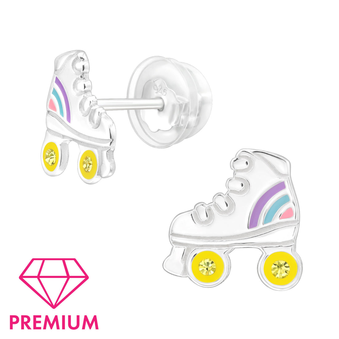 Zilveren kinderoorbellen Premium: Rolschaatsen