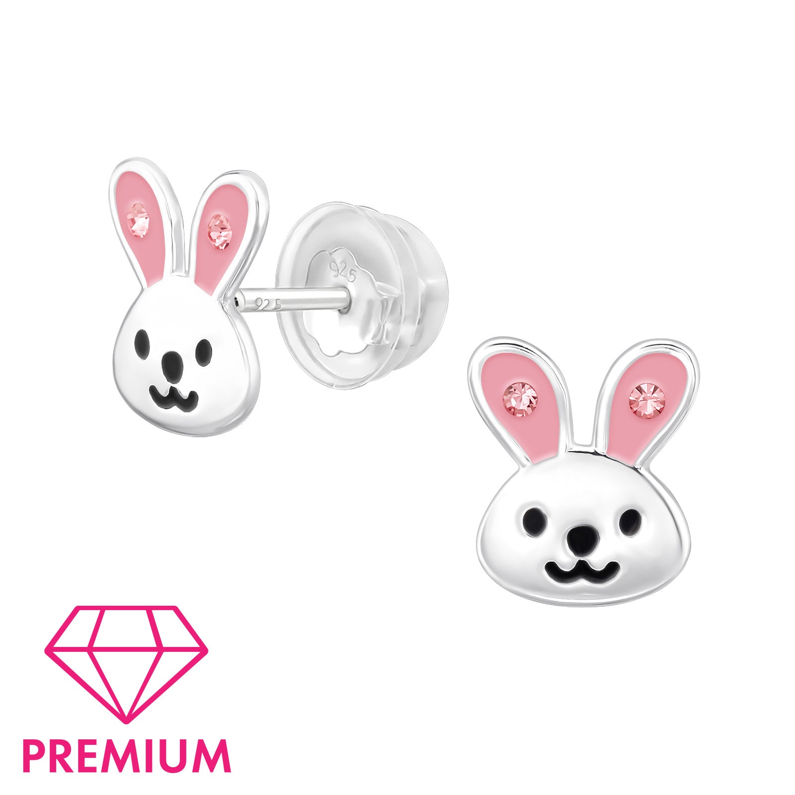 Silberne Kinderohrringe Premium: Bunny