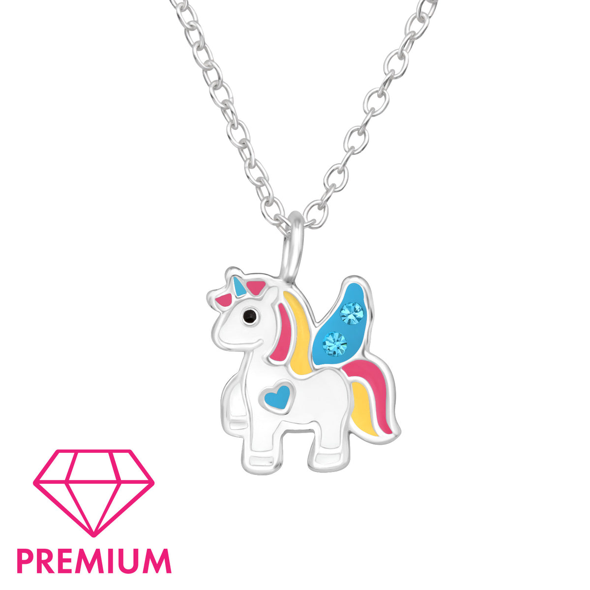 Zilveren kinderketting Premium: Eenhoorntje cute
