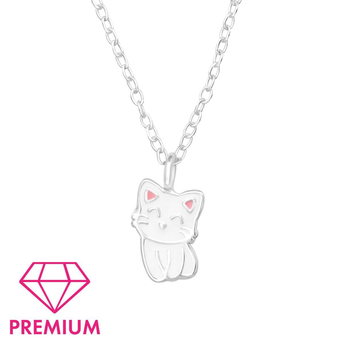 Zilveren kinderketting Premium: Kat