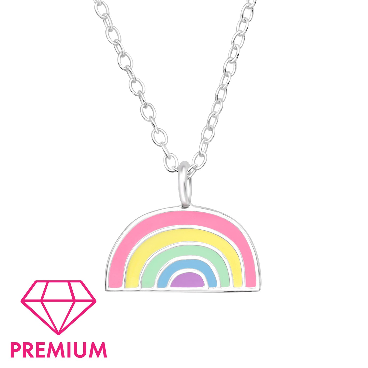 Zilveren kinderketting: Regenboog