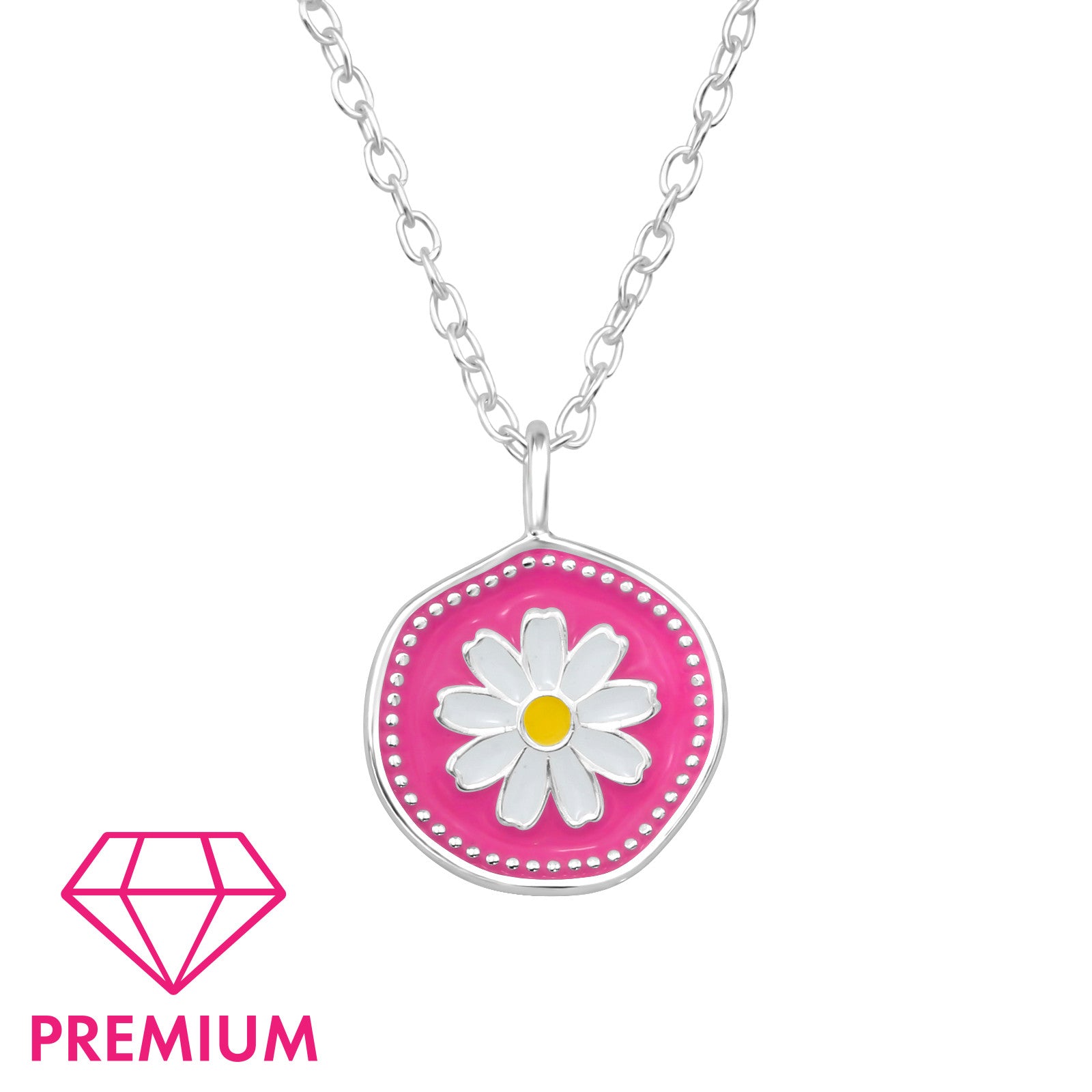 Collier pour enfants en argent : Fleur (rose)