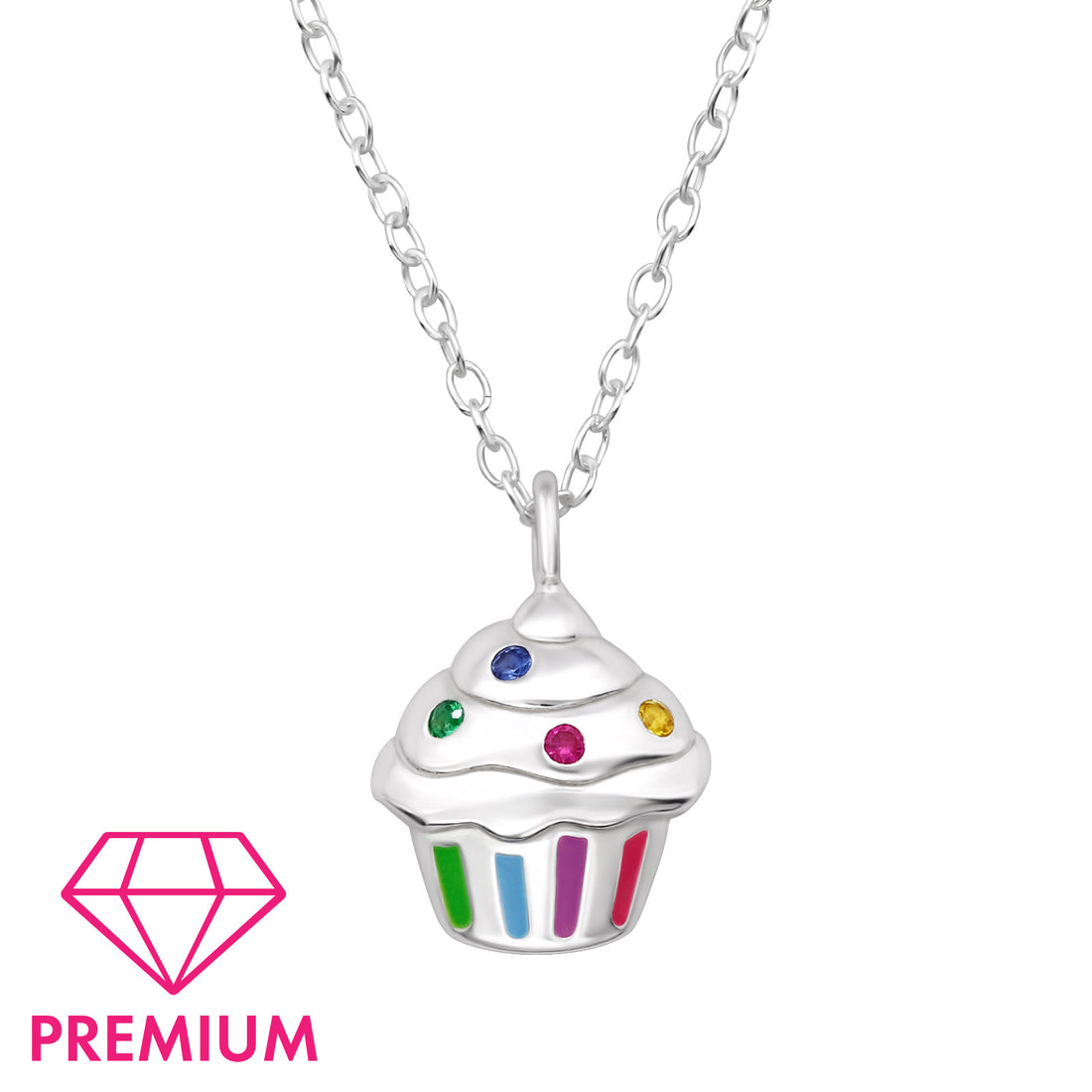 Zilveren kinderketting Premium: Cupcake