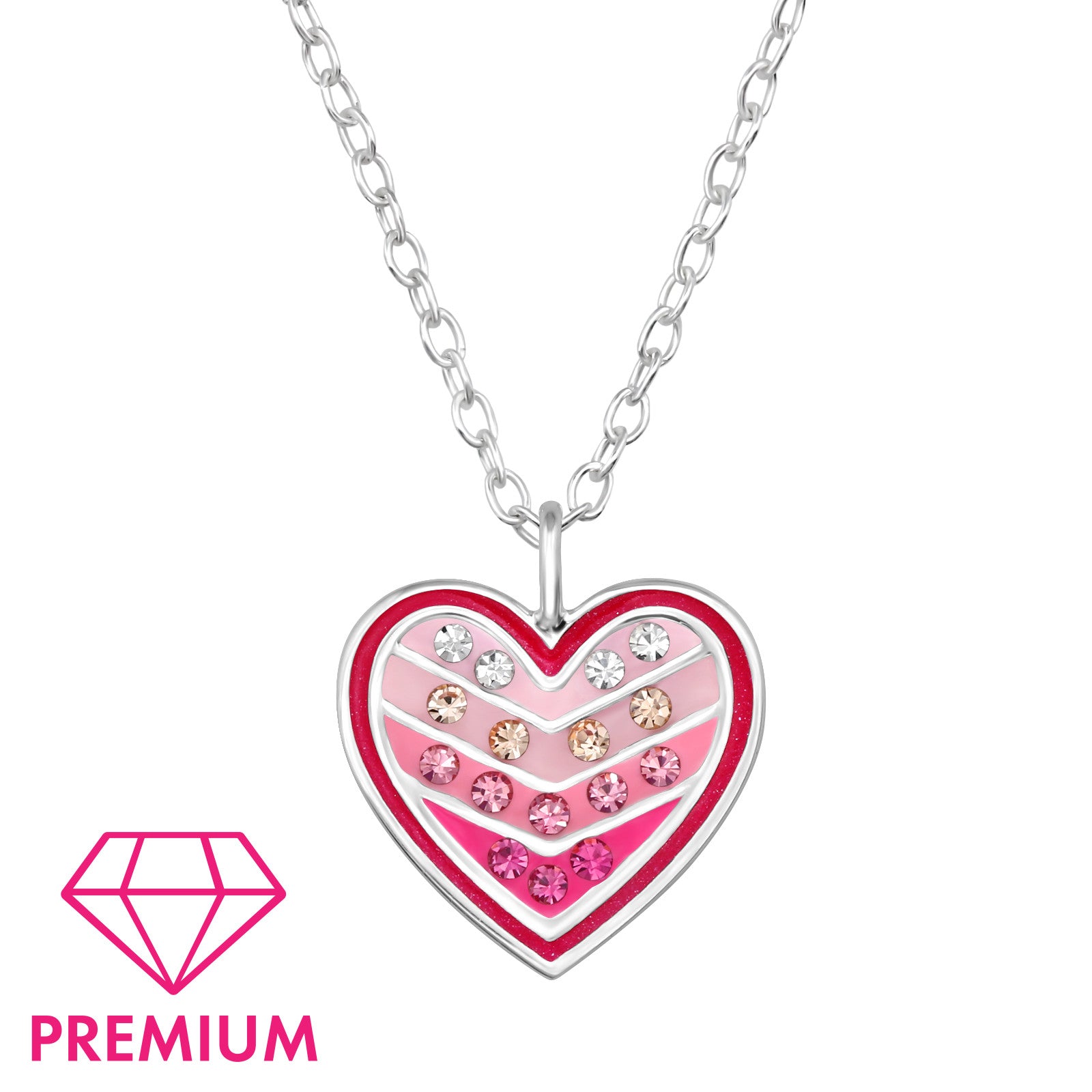 Zilveren kinderketting Premium: Roze Hart
