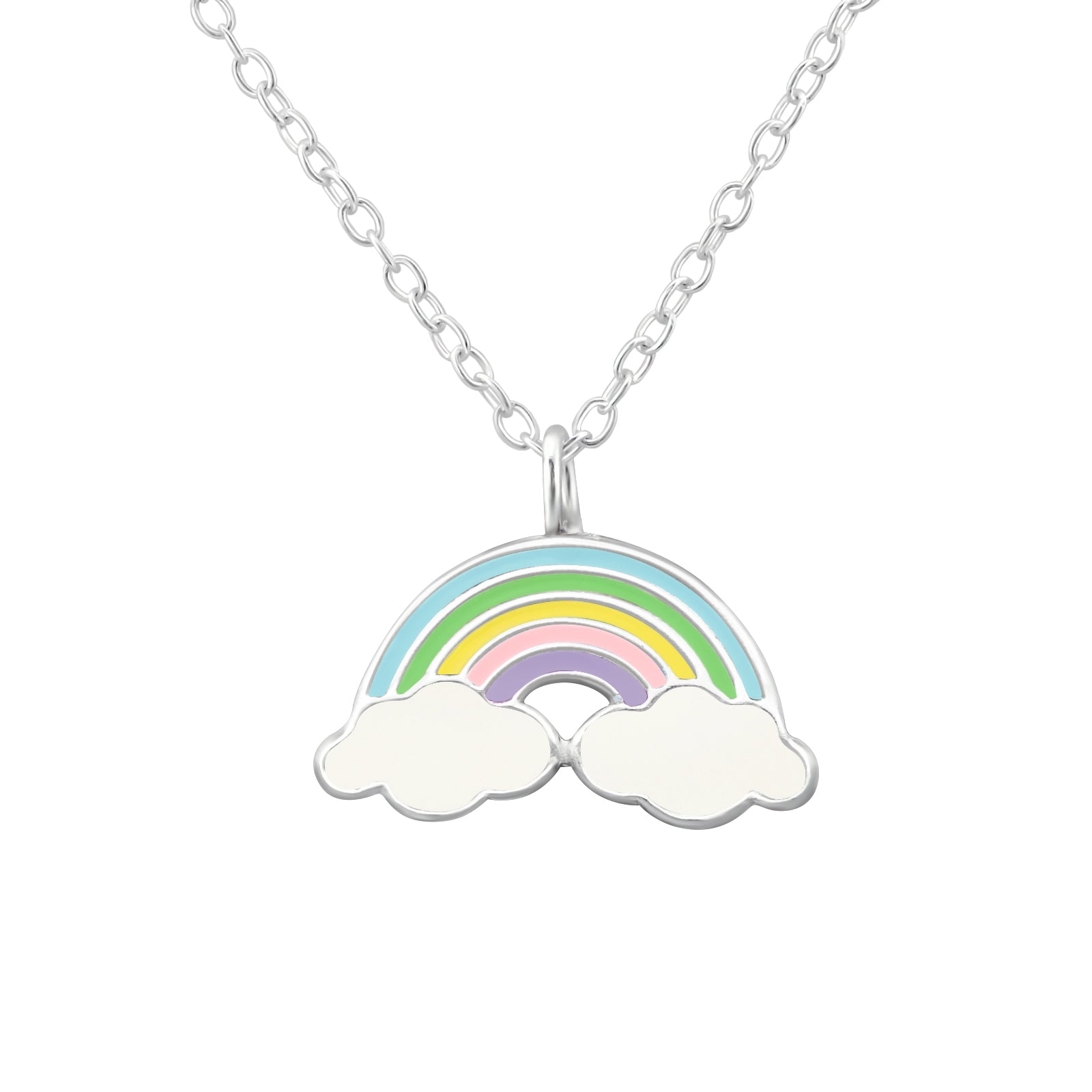 Collier pour enfants en argent Premium : Arc-en-ciel