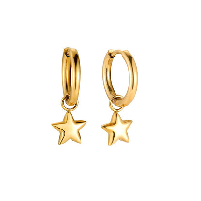 Chirurgenstahl-Ohrringe für Kinder: Sterne Gold (Kreolen)