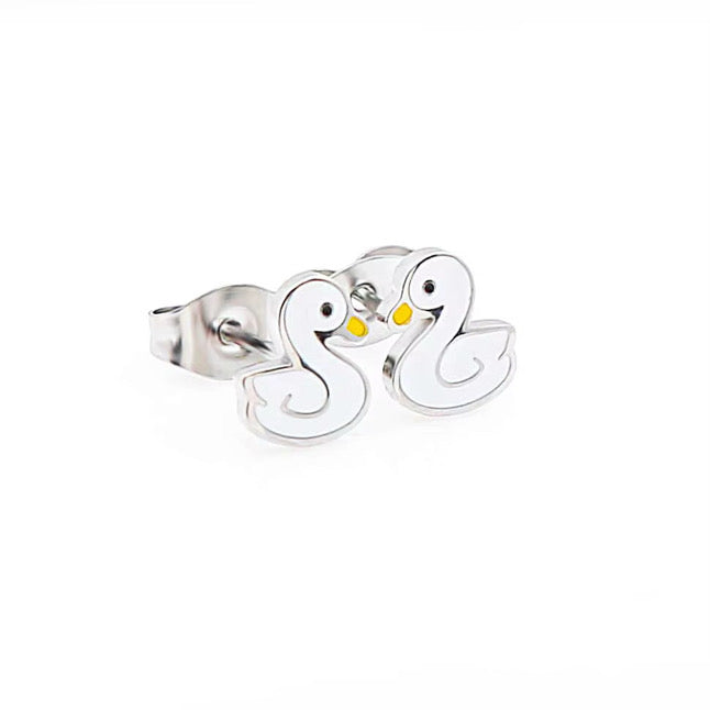 Hypoallergene Kinder-Ohrringe: Schwäne