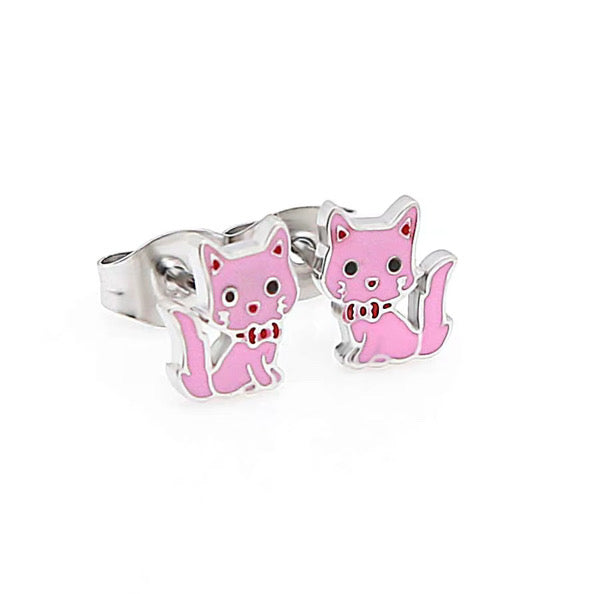 Hypoallergene Ohrringe für Kinder: Rosa Kätzchen