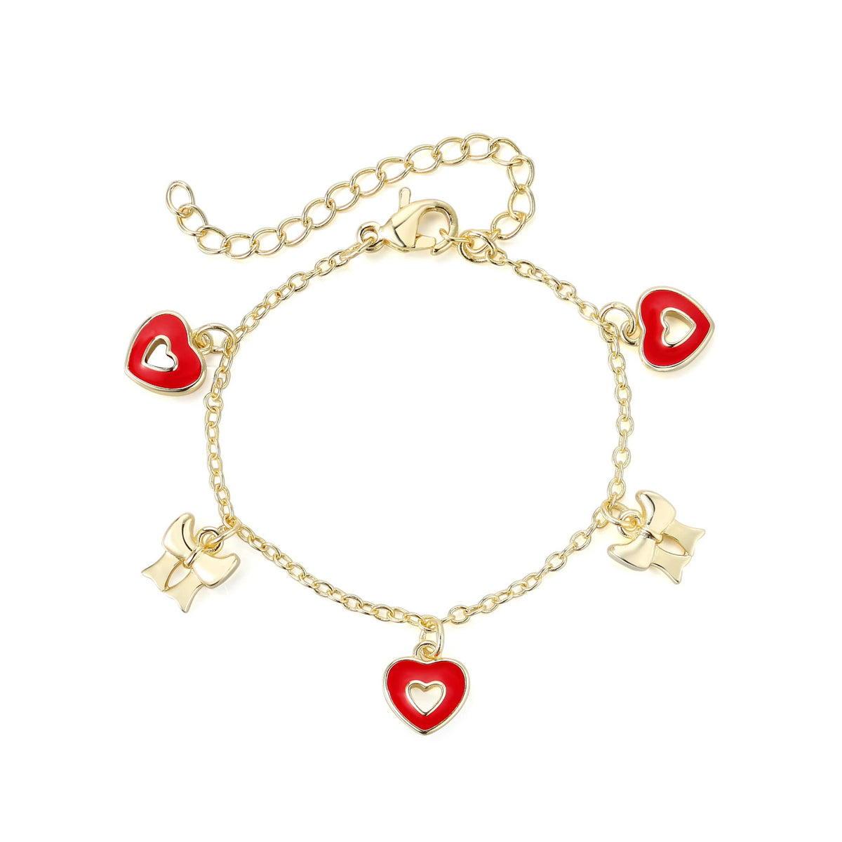 Bracelet pour enfants : Coeurs/boucles hypoallergéniques (or 12K)