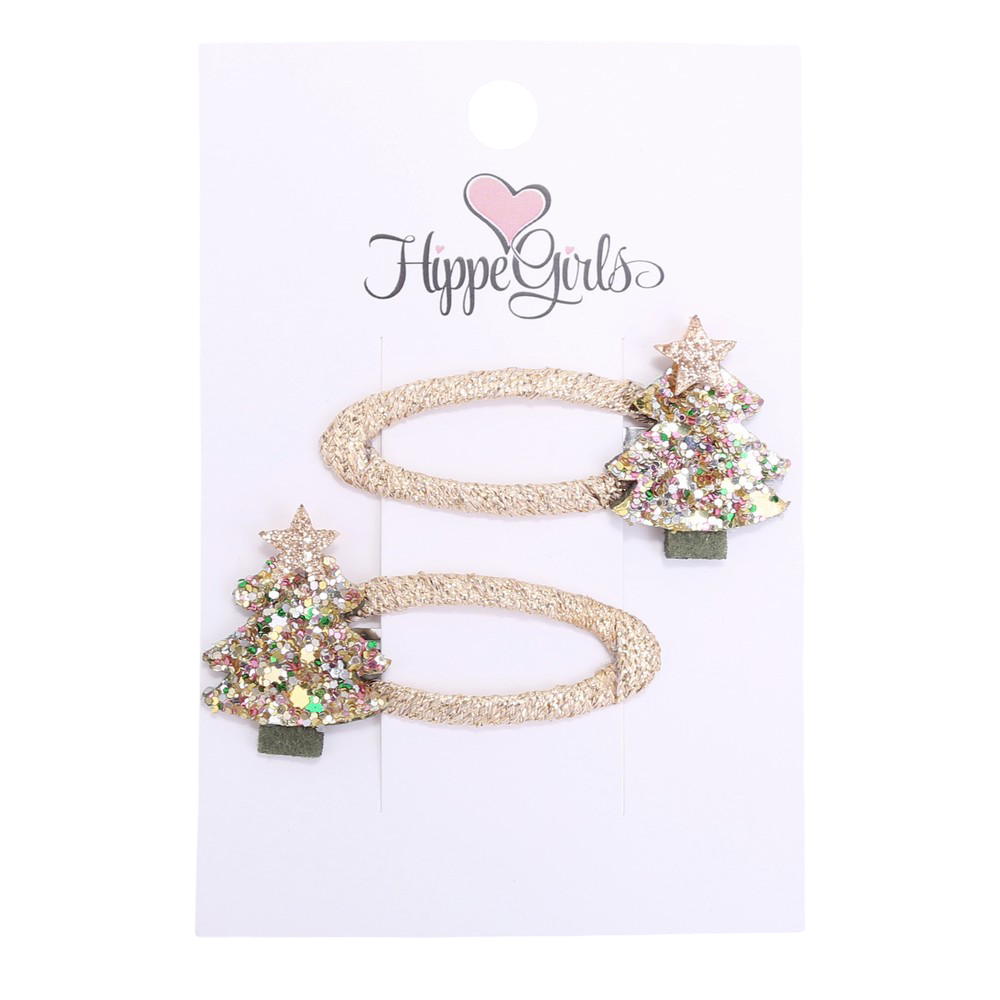 Haarspeldjes: Kerstboompjes goud