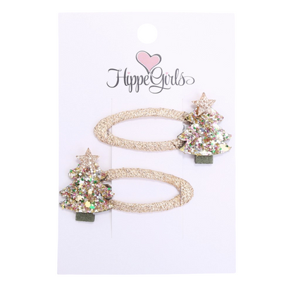 Haarspeldjes: Kerstboompjes goud