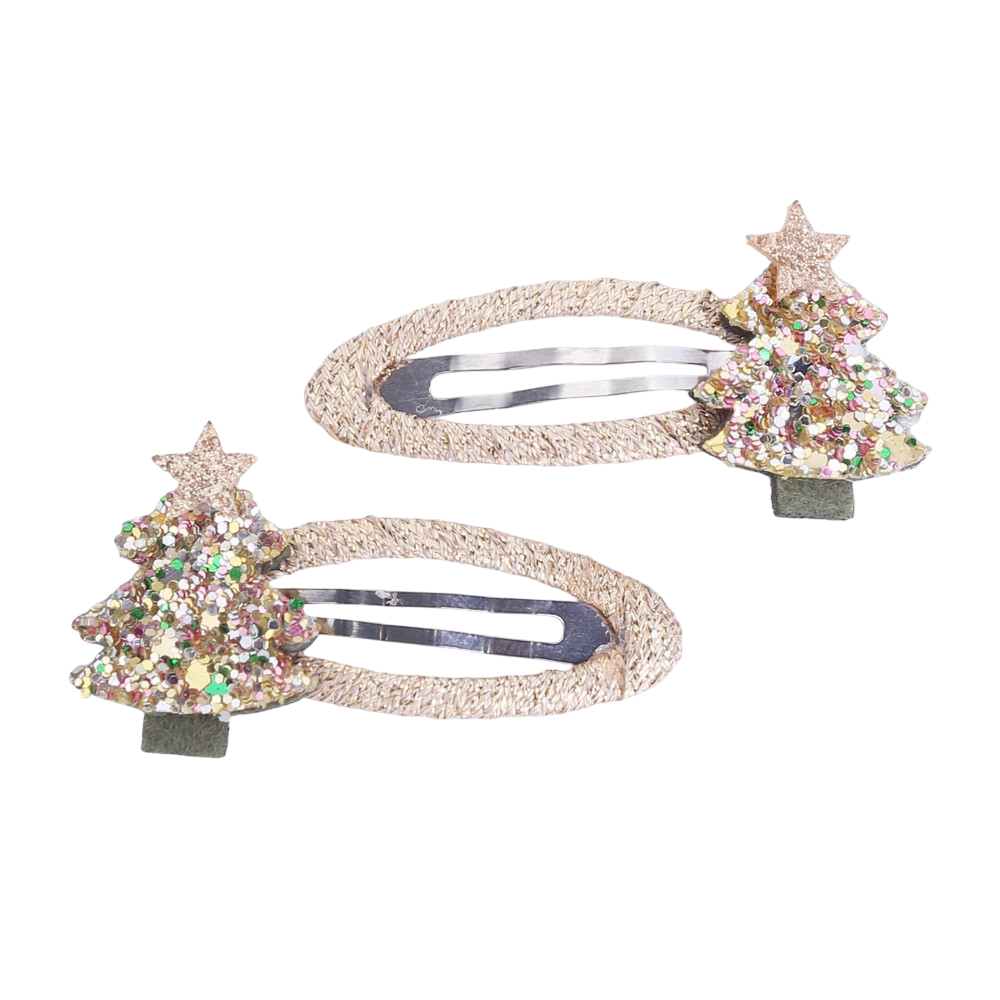 Haarspeldjes: Kerstboompjes goud