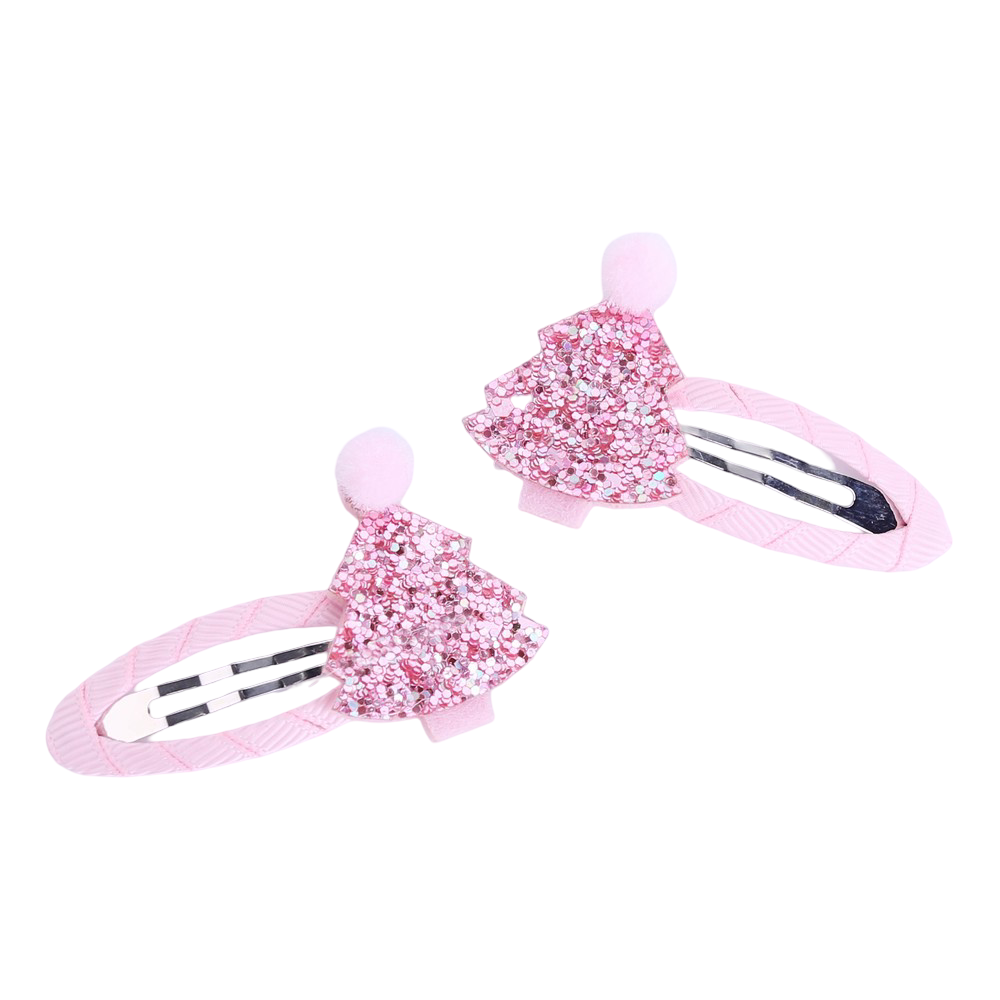 Haarspeldjes: Kerstboompjes roze