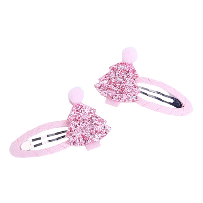 Haarspeldjes: Kerstboompjes roze