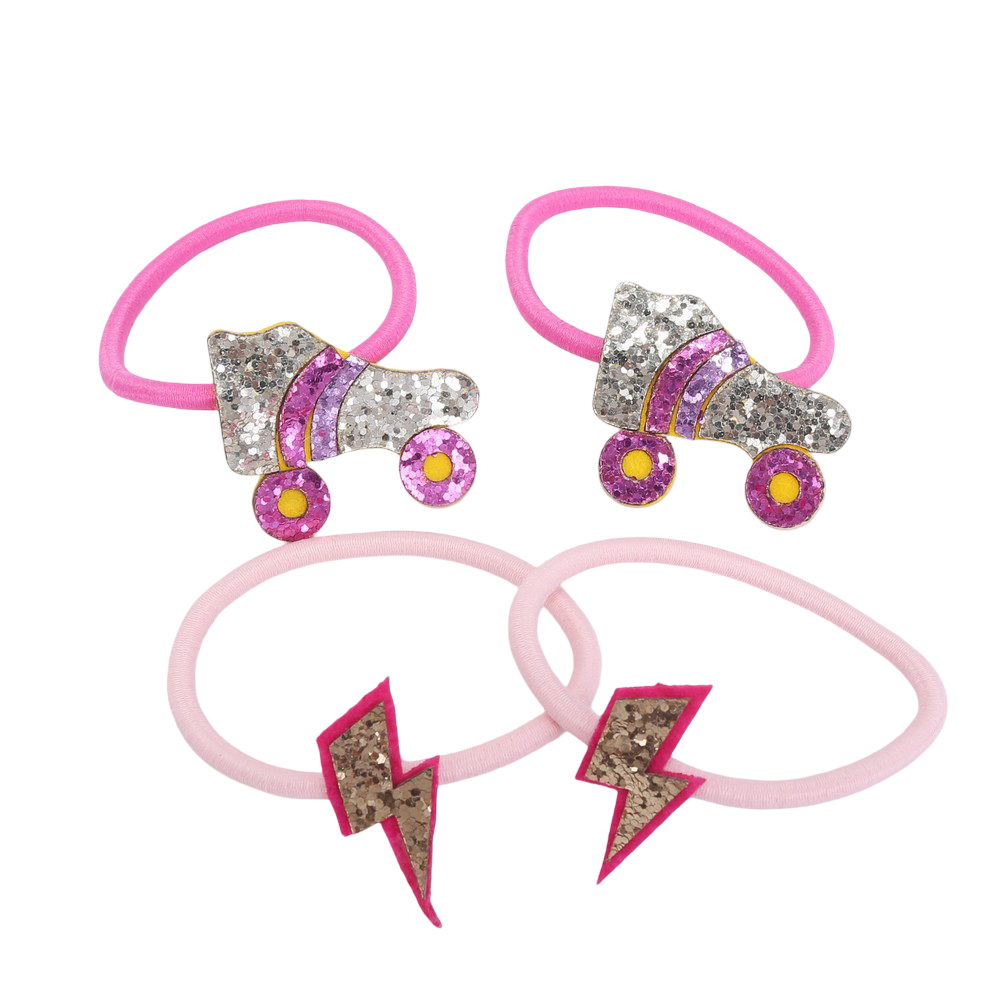 Haarelastiekjes: Rolschaats en bliksem