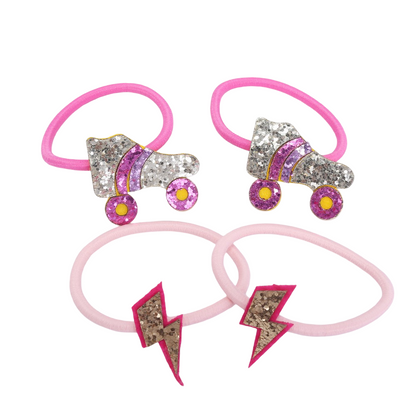 Haarelastiekjes: Rolschaats en bliksem