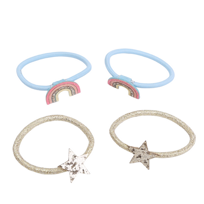 Haarelastiekjes: Regenboogjes en sterretjes