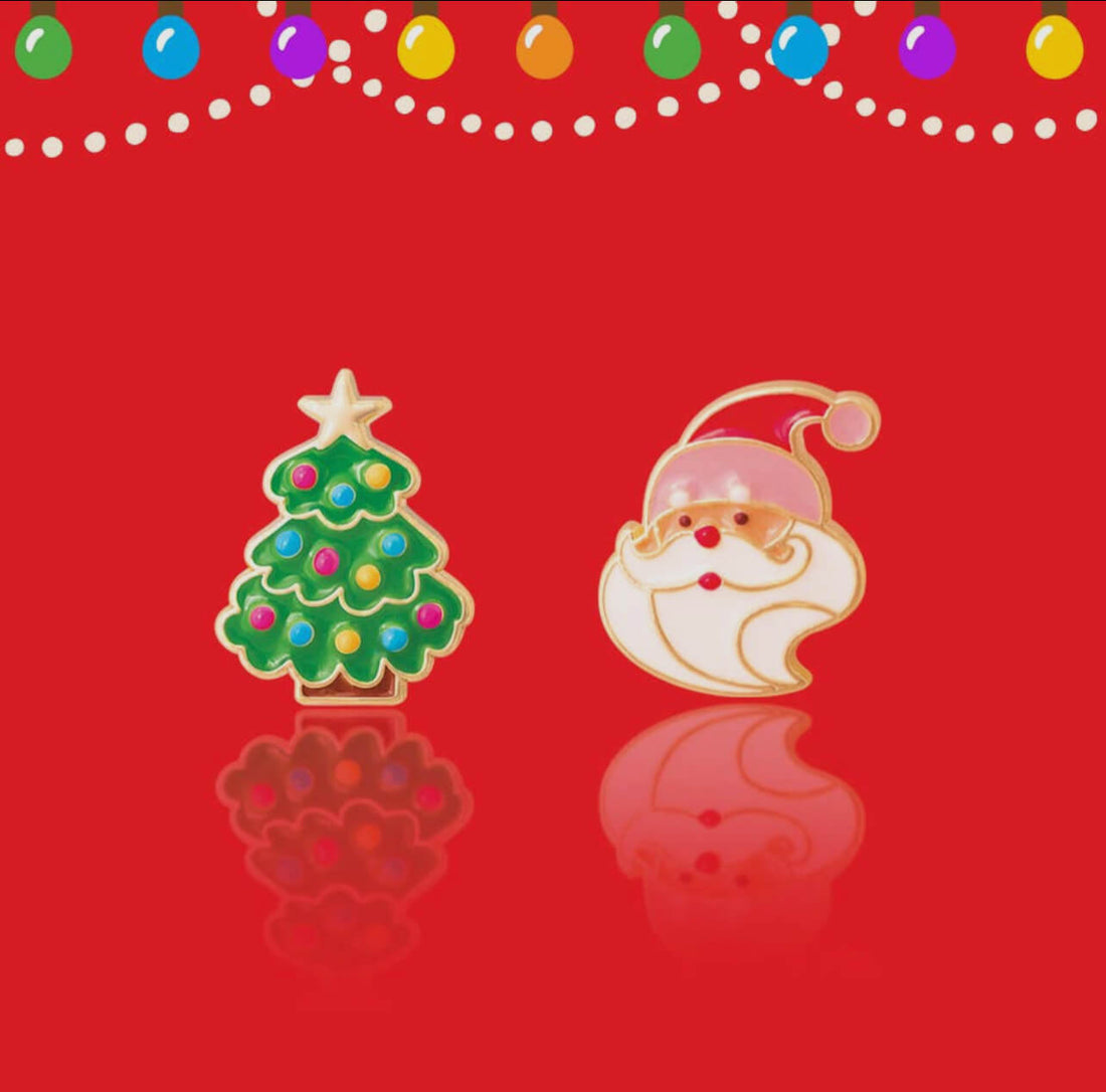 Hypoallergene Ohrringe für Kinder: Weihnachtsmann & Weihnachtsbaum