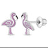 Zilveren kinderoorbellen: Flamingo met schroefsluiting
