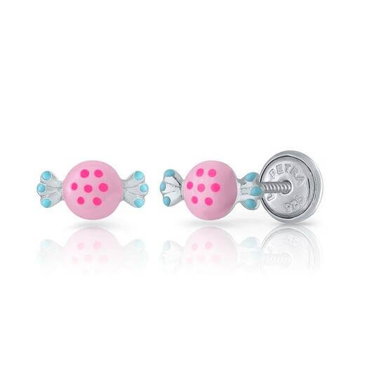 Silberne Kinder-Ohrringe: Candy mit Schraubverschluss (Lapetra)