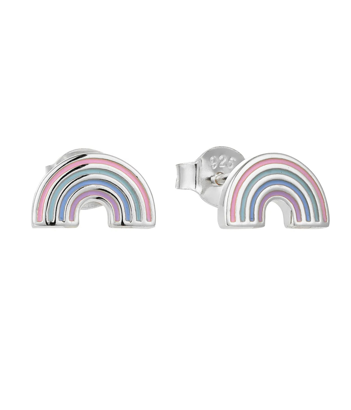 Silberne Kinder-Ohrringe: Regenbogen pastellfarben